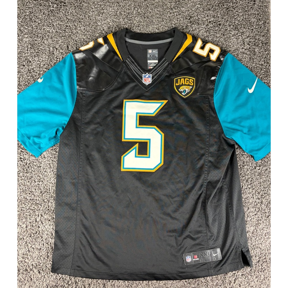 Nike NFL Jacksonville Jaguars Blake Bortles 5 Jersey Mens XXL Black Teal 445591